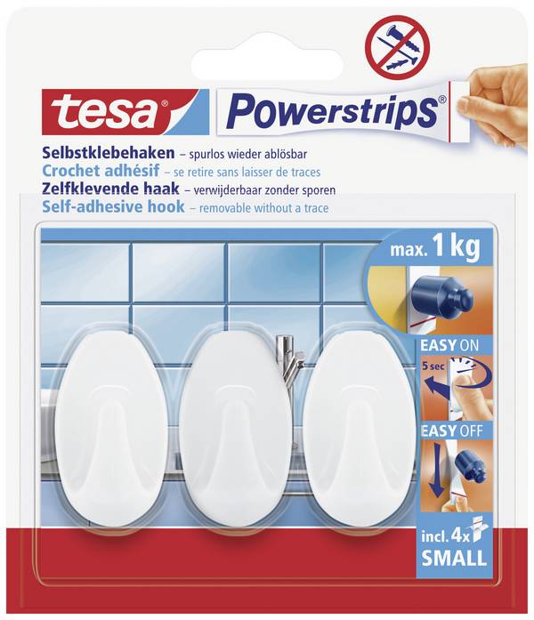 tesa POWERSTRIPS® Klebehaken Oval  Weiß Inhalt: 3 St.
