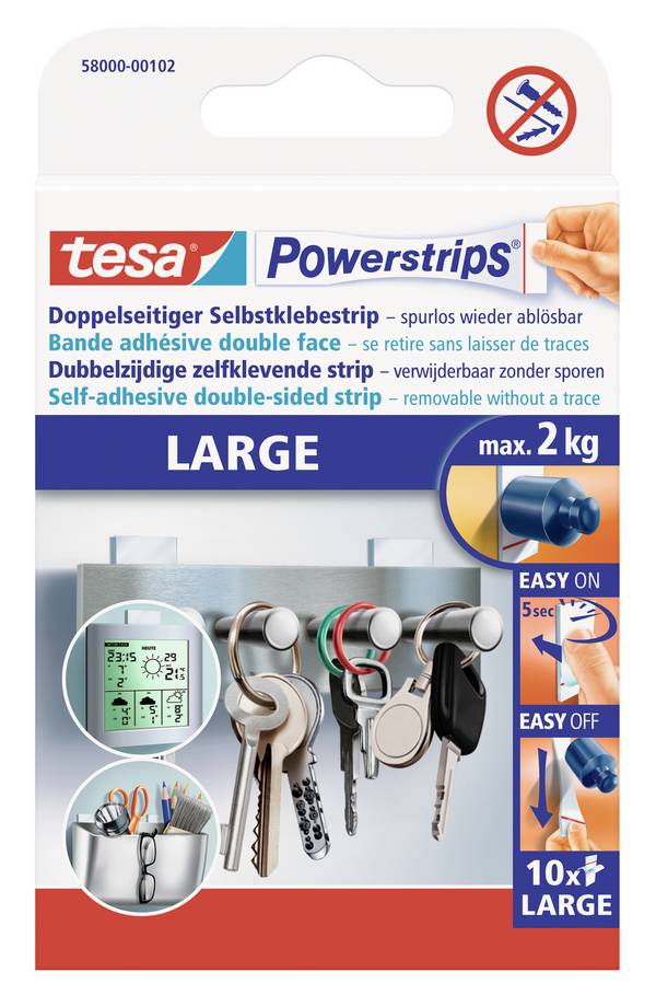 tesa POWERSTRIPS® Large Doppelseitiger Klebestreifen  Weiß Inhalt: 10 St.