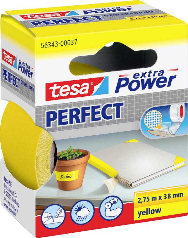 tesa PERFECT 56343-00037-03 Gewebeklebeband tesa® extra Power Gelb (L x B) 2.75 m x 38 mm 1 St.