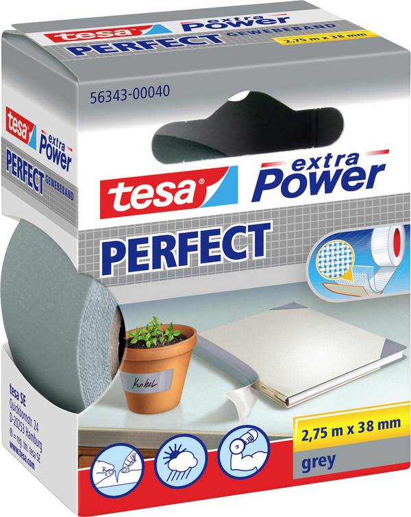 tesa PERFECT 56343-00040-03 Gewebeklebeband tesa® extra Power Grau (L x B) 2.75 m x 38 mm 1 St.