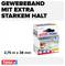 'Gewebeband mit extra starkem Halt', ein Karton mit weißem Klebeband, 2,75 m x 38 mm.