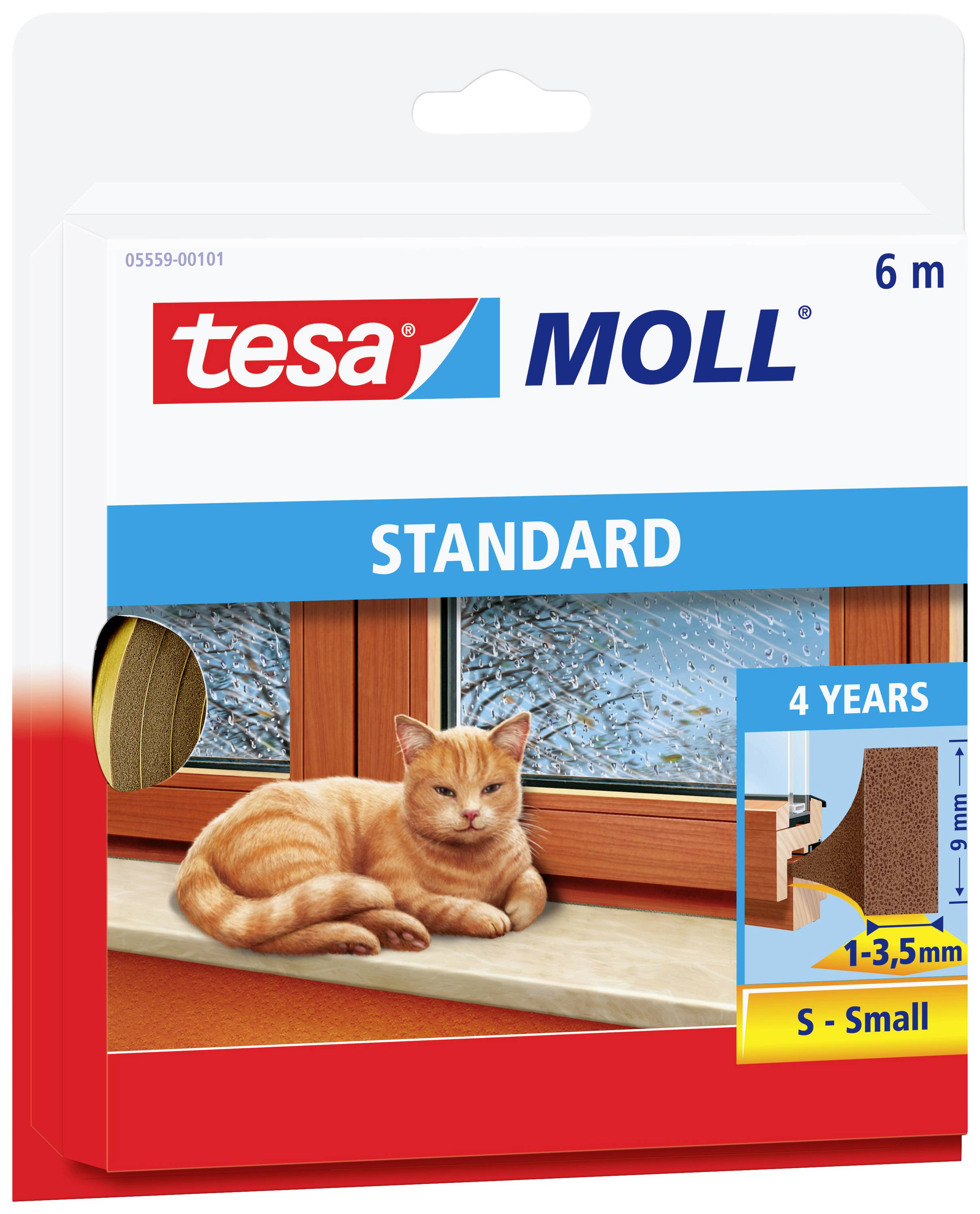 TESA Moll STANDARD I-Profil Schaumstoff-Dichtung, 9 mm x 6 m selbstklebender Schaumstoff-Dichtung fü