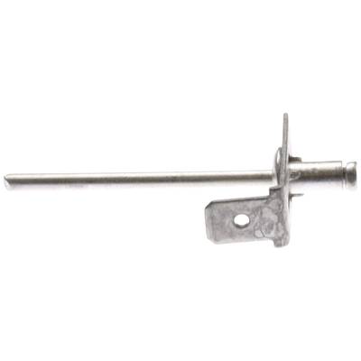Metallstab mit einem kleinen Flansch und Loch an der Seite, vermutlich ein Teil eines größeren mechanischen oder technischen Geräts.