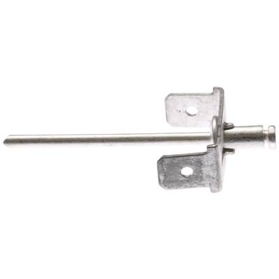 Metallisches Bolzenstück mit zwei flachen Halterungen und einem langen Schaft. Verwendet in mechanischen Befestigungen.