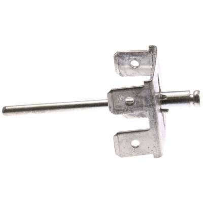 Metallteil mit rechteckiger Basis und langem, zylindrischem Stift. Dient vermutlich als Halterung oder Befestigungselement.