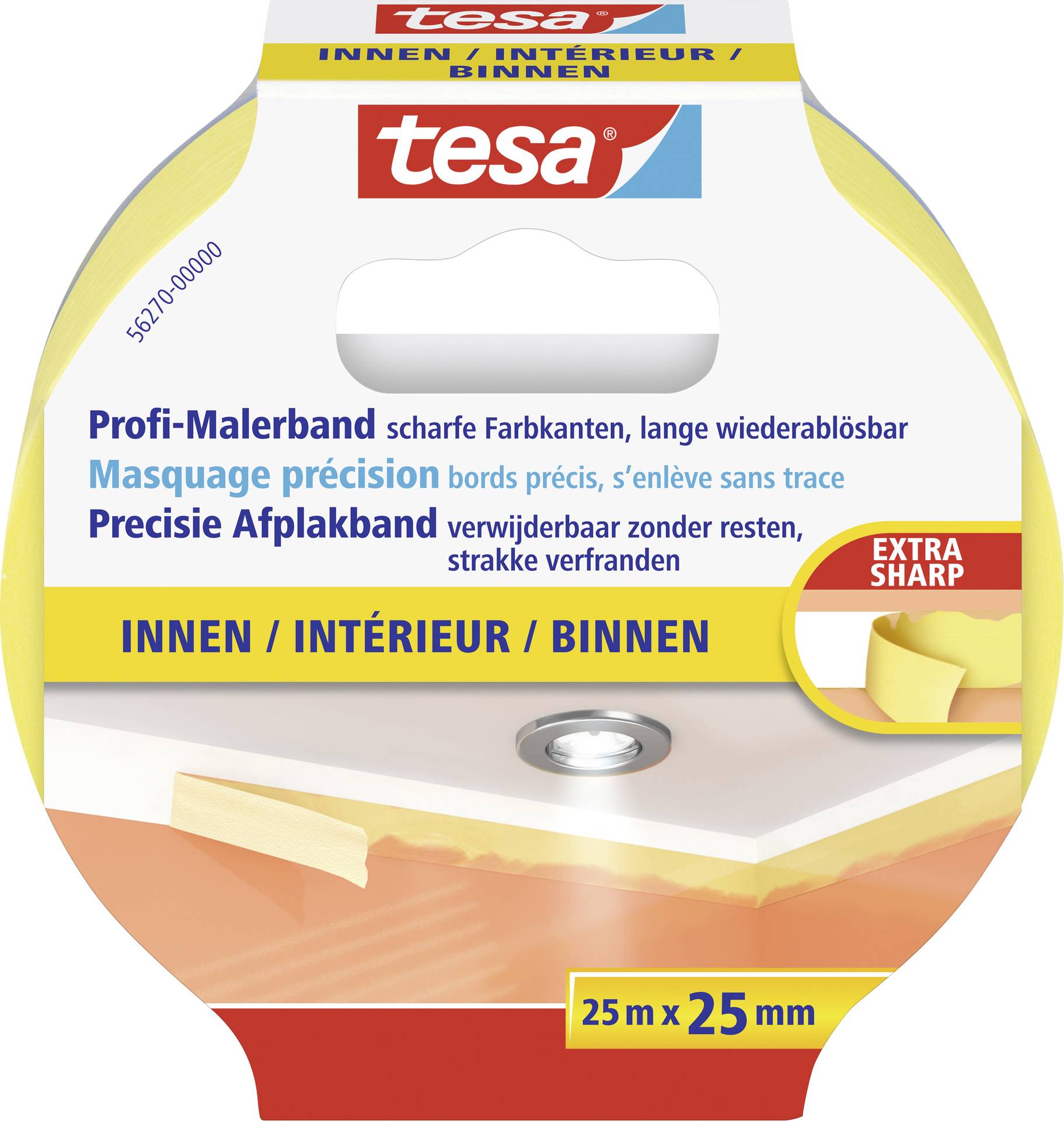 TESA PRECISION INDOOR 56270-00000-01 Kreppband tesa® Gelb (L x B) 25 m x 25 mm 1 St.