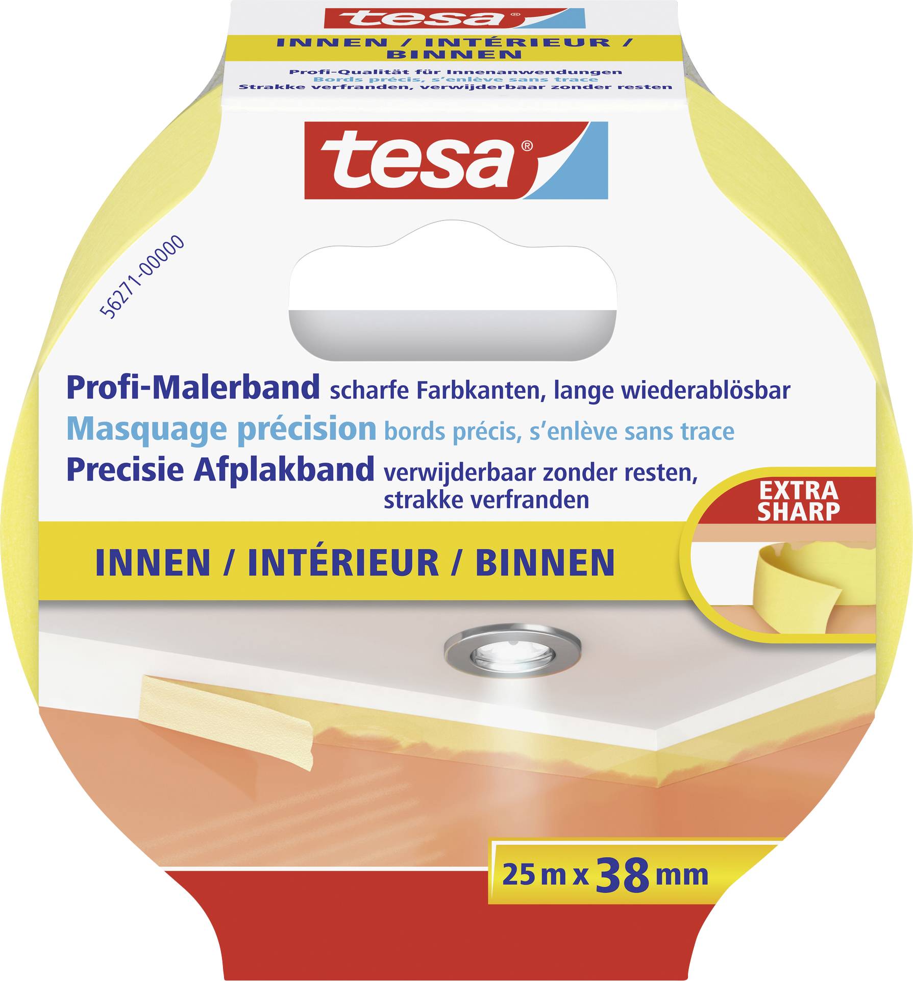 TESA PRECISION INDOOR 56271-00000-01 Kreppband tesa® Gelb (L x B) 25 m x 38 mm 1 St.