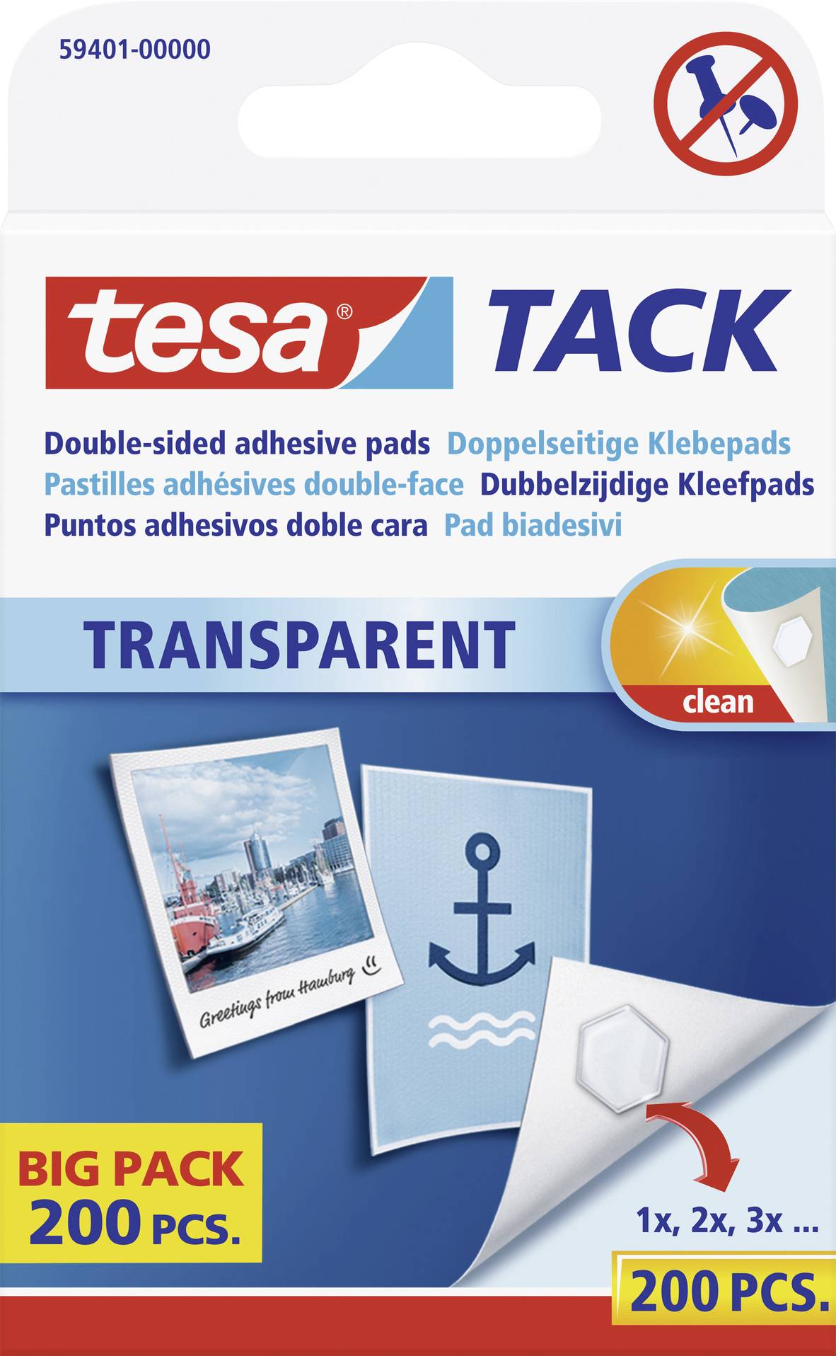 tesa TACK Doppelseitige Klebepads Transparent Inhalt: 200 St