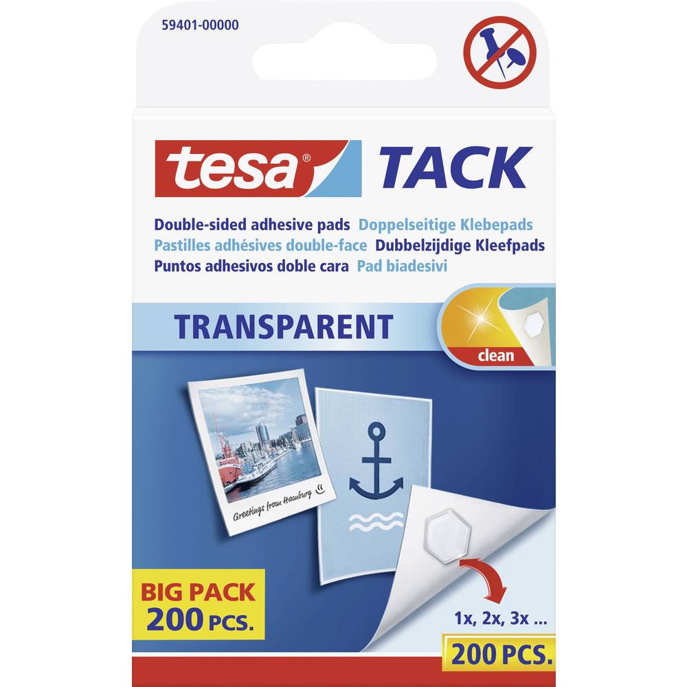 tesa® TACK dubbelzijdige kleefpads Transparant 59401 TESA