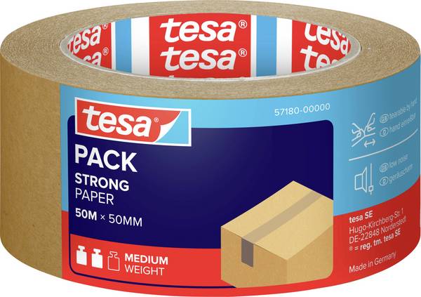 tesa PAPER 57180-00000-02 Packband tesapack® ecoLogo® Braun (L x B) 50 m x 50 mm 1 St.