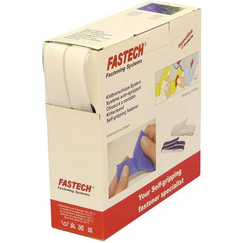 FASTECH® B20-SKL000010 Klettband zum Aufkleben Hotmelt Haft- und Flauschteil (L x B) 10000 mm x 20 mm Weiß 10 m