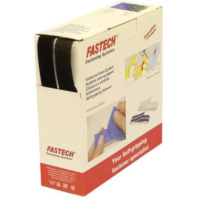 FASTECH® B20-SKL999910 Klettband zum Aufkleben Hotmelt Haft- und Flauschteil (L x B) 10000 mm x 20 mm Schwarz 10 m