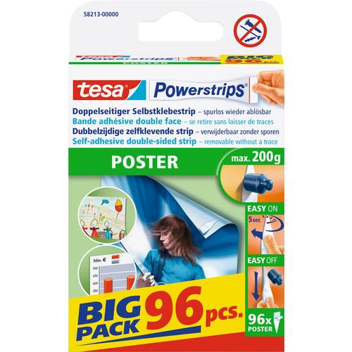 Thumbnail - tesa POWERSTRIPS® Poster Doppelseitiger Klebestreifen Weiß Inhalt: 96 St.