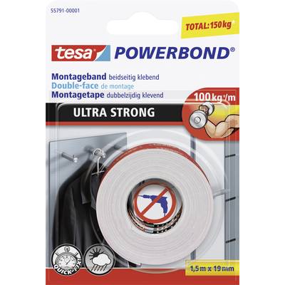 tesa ULTRA STRONG 55791-00001-00 Montageband tesa® Powerbond Weiß (L x B) 1.5 m x 19 mm 1 St.