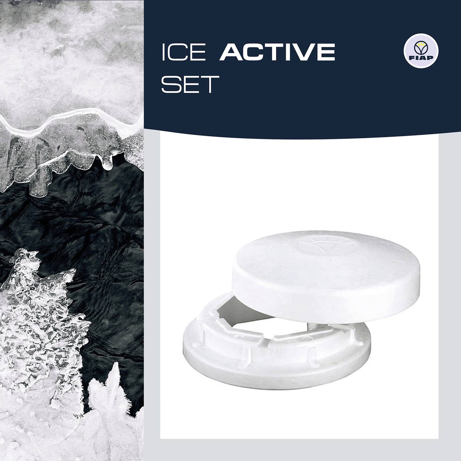 'Eis in verschiedenen Formen' und 'Runder, weißer Gegenstand'. Text: 'Ice Active Set'.