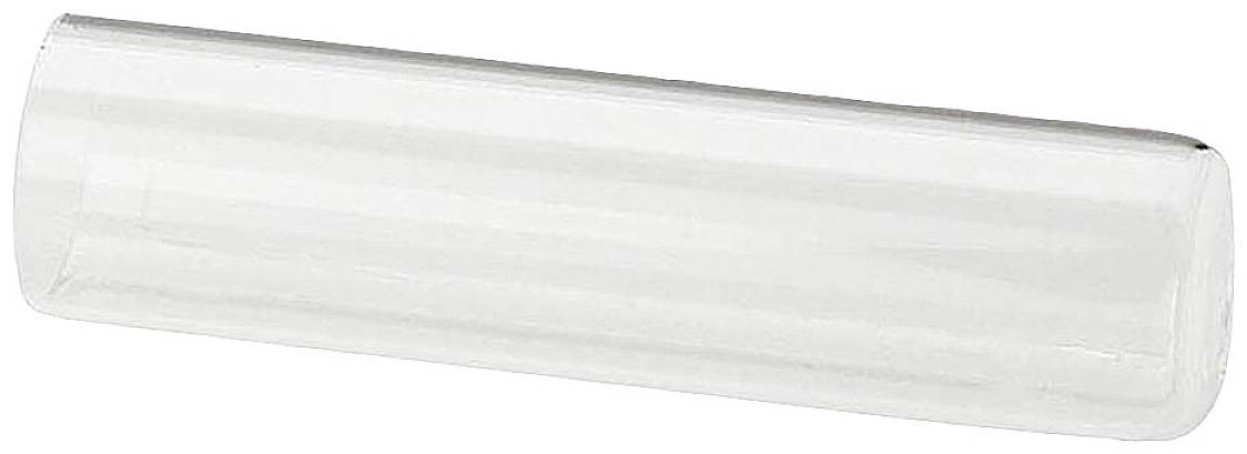 Transparenter Glaszylinder, horizontal ausgerichtet.