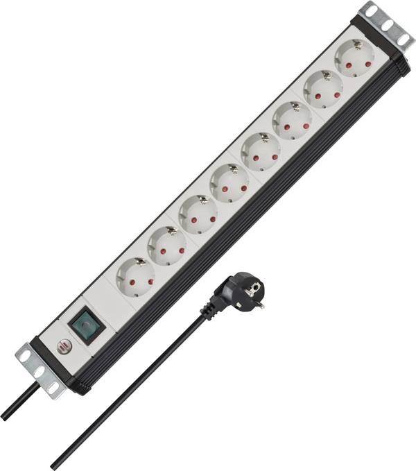Brennenstuhl 1156057018 Steckdosenleiste 19 Zoll 8fach Schwarz, Lichtgrau Schutzkontakt 1 St.