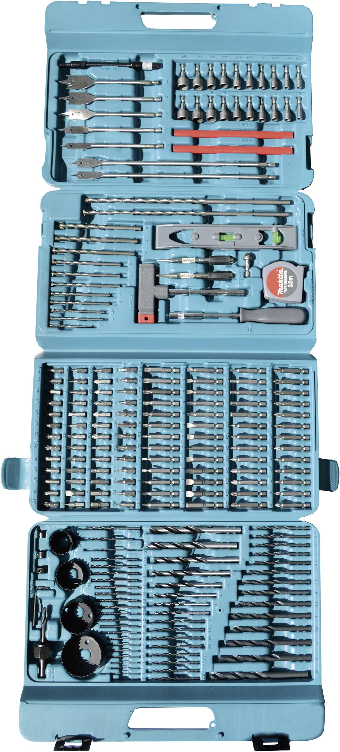 Makita P-44046, Bohrer-Bit-Set 216-tlg, weiteres Zubehör im Kunststoffkoffer