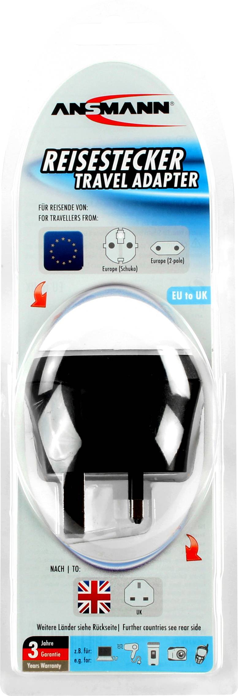 Ansmann 1250-0001 Reiseadapter EU to UK-2