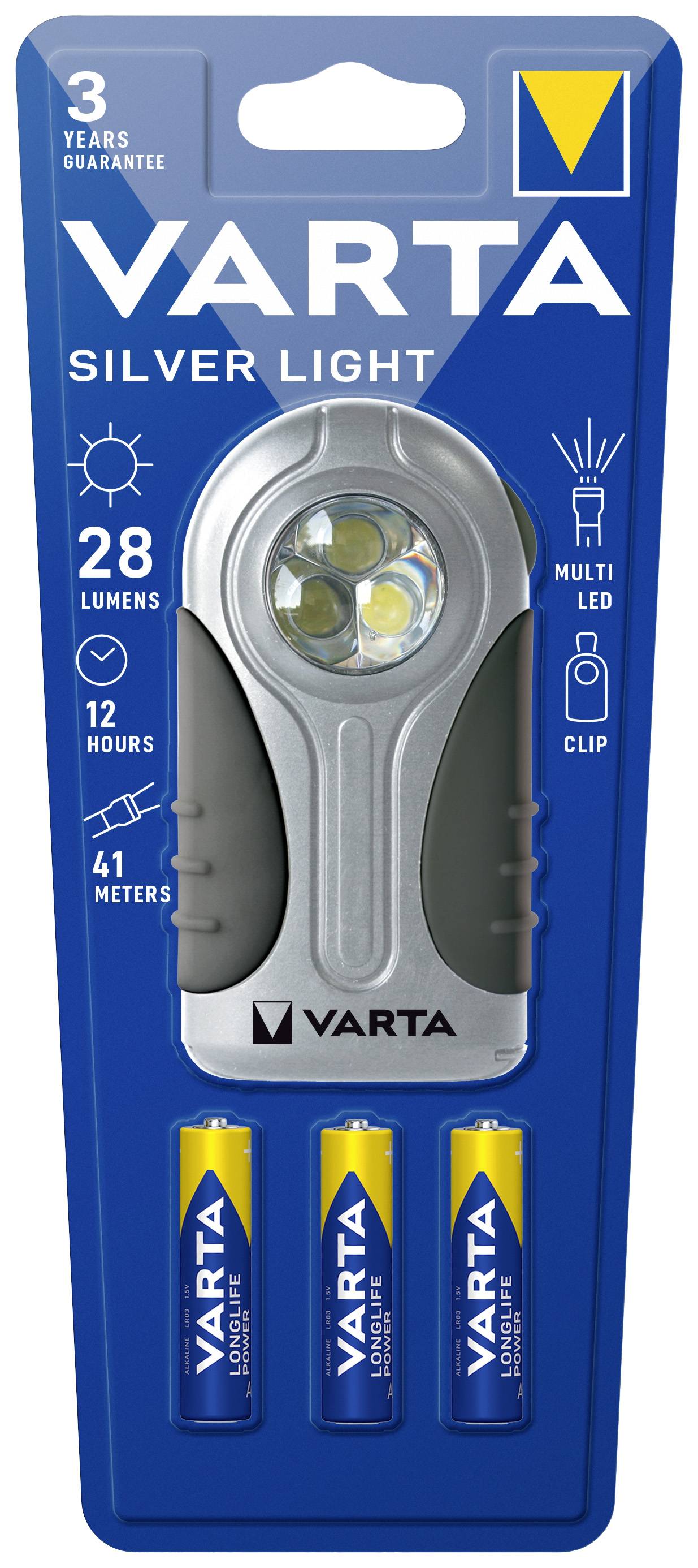 VARTA Taschenlampe VARTA LED Silver Light 3AAA