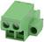 Grüner elektrischer Stecker mit zwei Anschlusslöchern und rechteckiger Form, geeignet zur Verbindung elektrischer Leitungen.