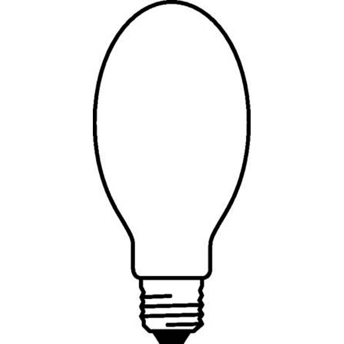 Eine einfache Zeichnung einer Glühbirne mit Schraubsockel, die eine Idee oder Innovation symbolisieren könnte.