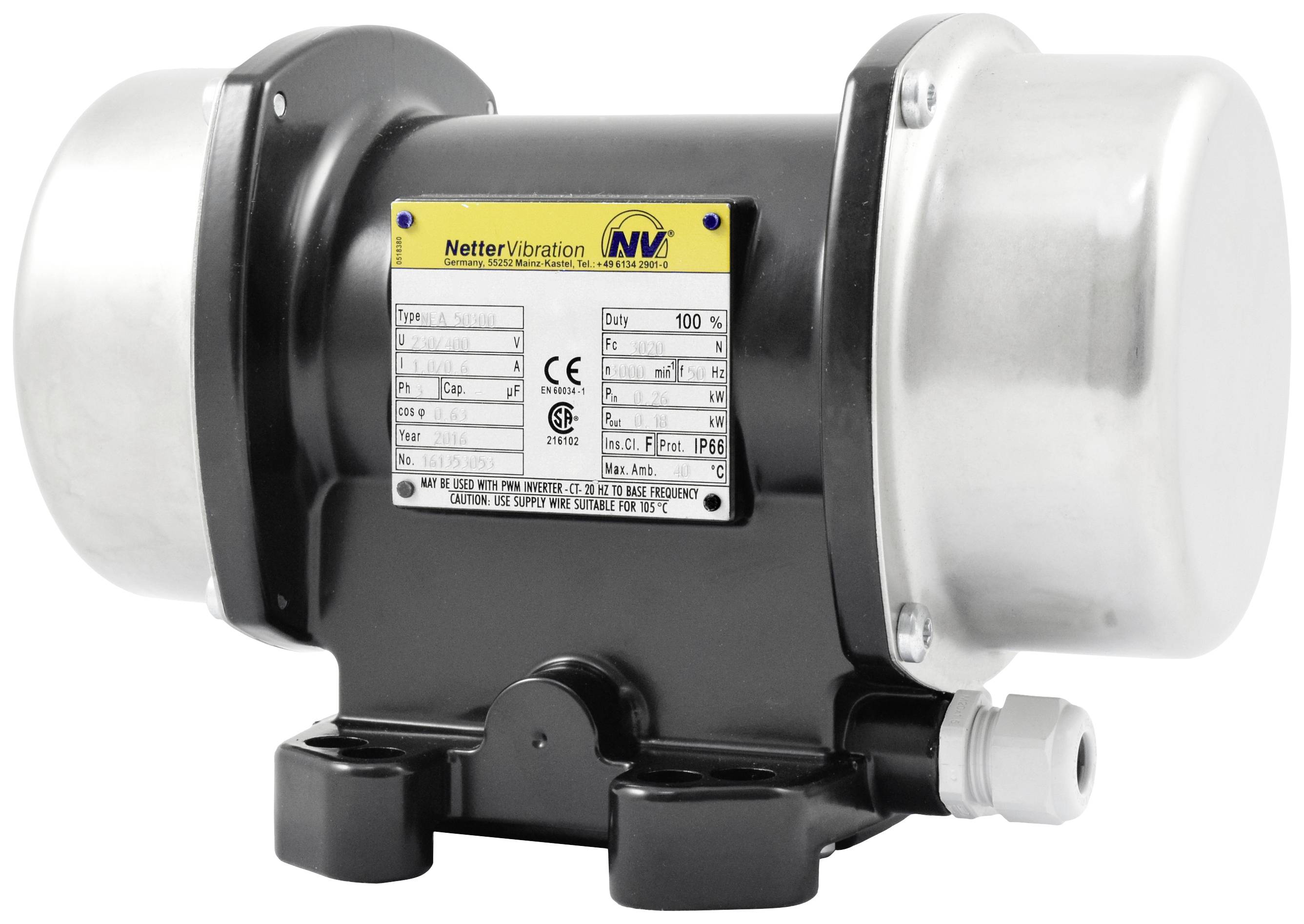 Netter Vibration NEA 50300 Elektrovibrator 230 V 3000 omw/min 2961 N 0.28 kW afbeelding