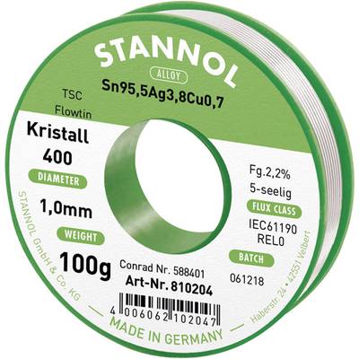 Stannol Ecology TS Lötzinn, bleifrei Spule Sn95,5Ag3,8Cu0,7 REL0 100 g 1 mm