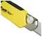 Ein gelbes Stanley FatMax Cutter-Messer mit schwarzem Griff und ausgefahrener Klinge, geeignet für präzises Schneiden.