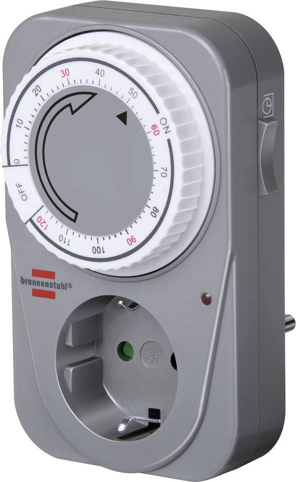 Brennenstuhl 1506590 Steckdosen-Timer analog Tagesprogramm 1 , 120 min 3680 W IP20