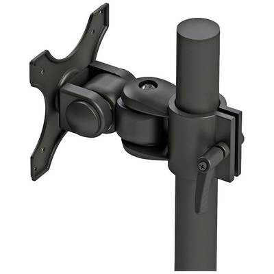 Schwarzer Monitor-Arm aus Metall, drehbar und höhenverstellbar, geeignet zur Befestigung an einem Tisch oder Schreibtisch für flexible Bildschirmpositionierung.