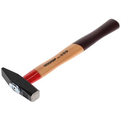 Ein Schreinerhammer mit Holzstiel und quadratischem Metallkopf. Der Griff ist zweifarbig und mit einer Metallkappe versehen.