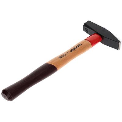 Holzhammer mit rotem und schwarzem Kopf, Markenname eingraviert auf dem Stiel. Geeignet für allgemeine Handwerksarbeiten.