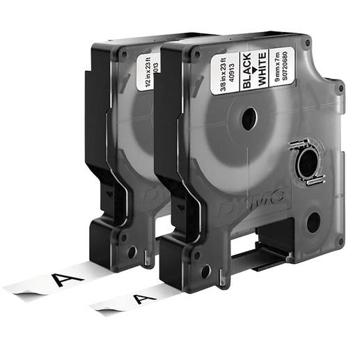 DYMO 40913, 45013 Schriftband 2er Set Bandfarbe: Weiß Schriftfarbe: Schwarz 9 mm, 12 mm 7 m