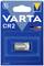 Eine Varta CR2 Lithium-Batterie in einer blauen Verpackung, hervorhebend als 'BATTERY EXPERTS SINCE 1887'.