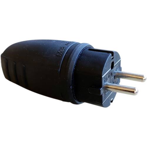 N & L 11257 Schutzkontaktstecker Gummi 230 V Schwarz IP44