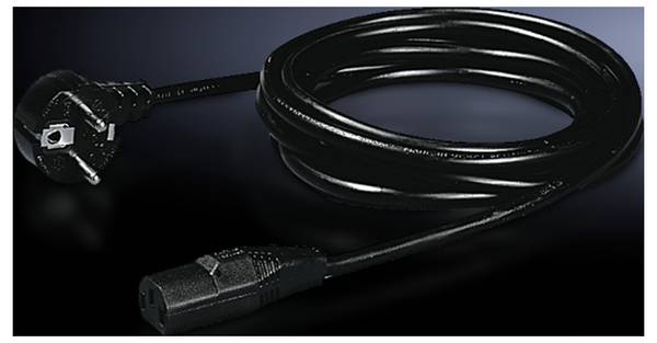 Rittal Strom Anschlusskabel [1x Schutzkontakt-Stecker - 1x Kaltgeräte-Buchse C13] 1.80 m Schwarz
