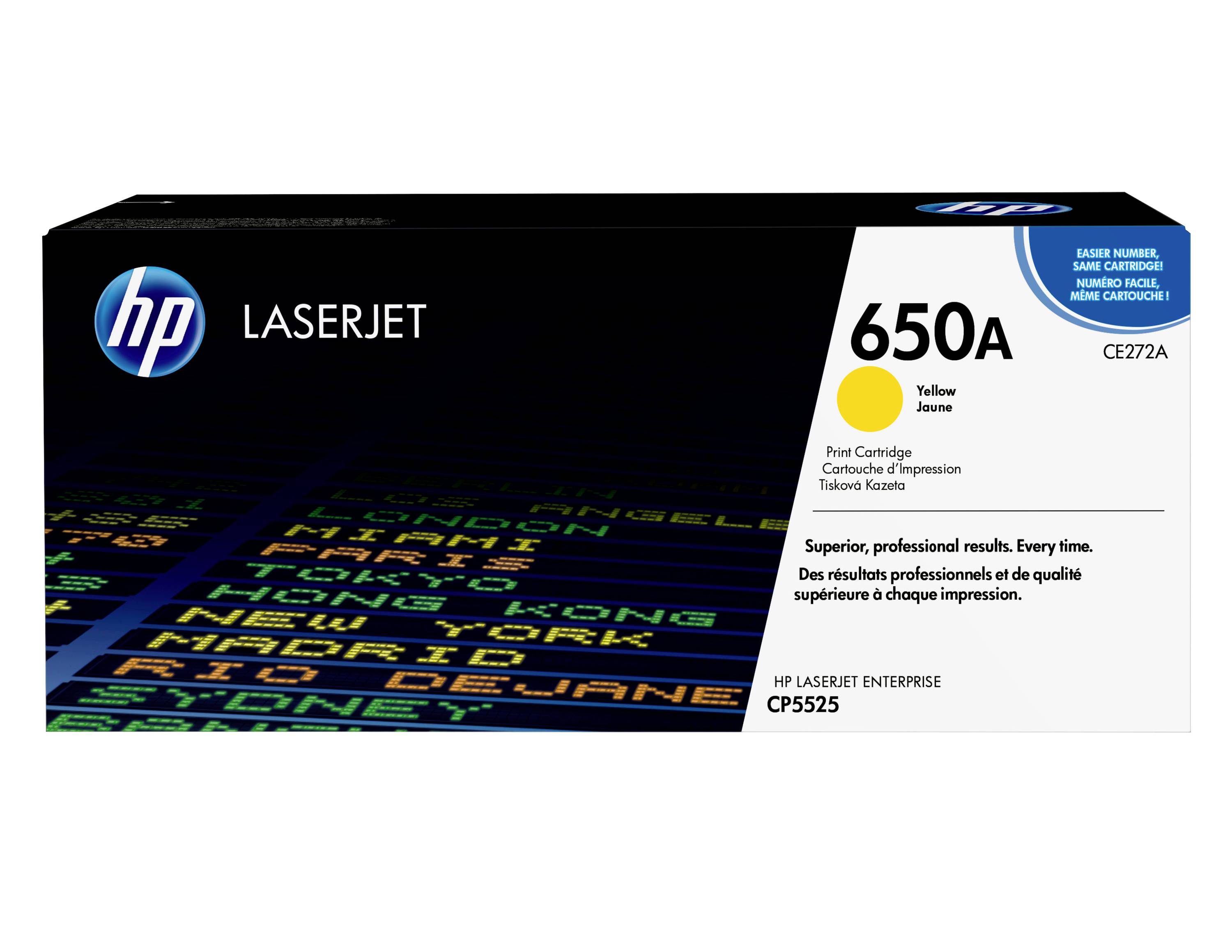 HP LaserJet 650A Gelb-Druckpatrone, Modell CE272A, für HP LaserJet Enterprise CP5525 Drucker.