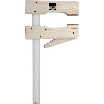 Ein Holzspanner mit Metallstange und Hebel, Marke 'Bessey', wird zum Fixieren von Werkstücken verwendet.