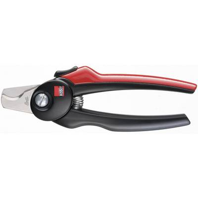 Eine rote und schwarze Gartenschere mit ergonomischen Griffen und einer Klinge aus rostfreiem Stahl. Ideal zum Schneiden von Pflanzen.