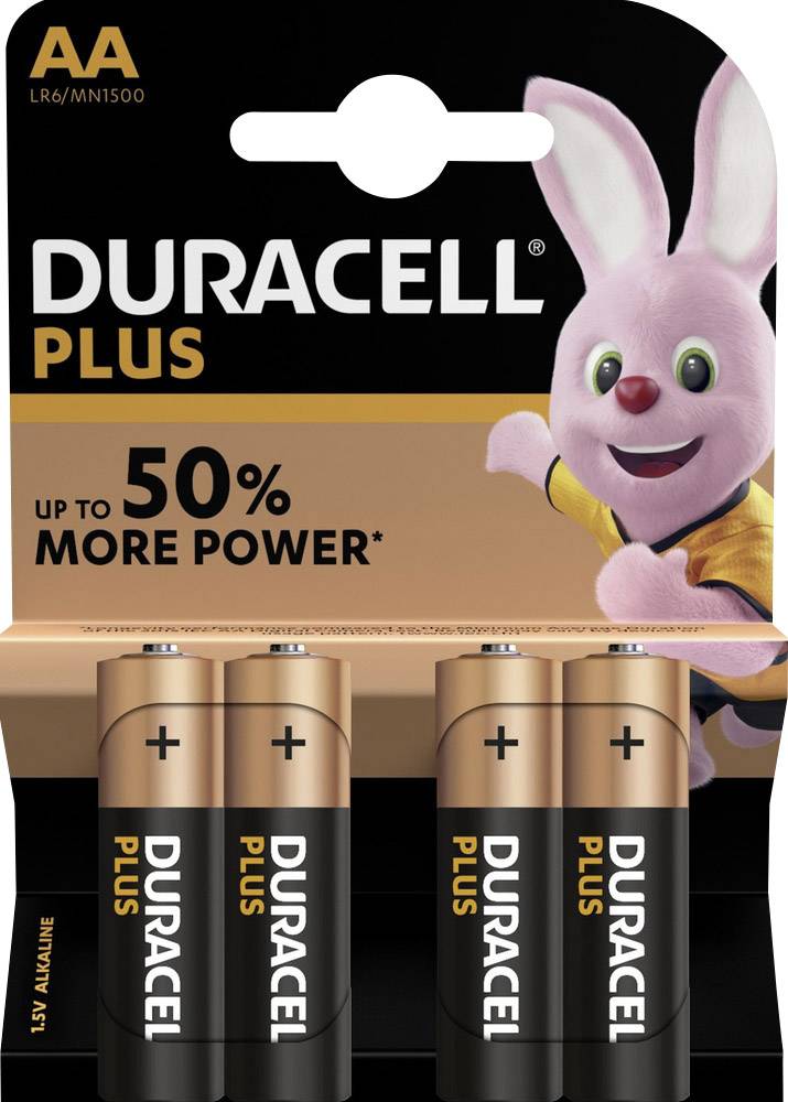 Duracell Plus Power LR06 Mignon (AA) Batterie Alkali Mangan 1.5 V 4 St. Duracell Plus Power LR06 Mignon (AA) Batterie Alkali Mangan 1.5 V 4 St.