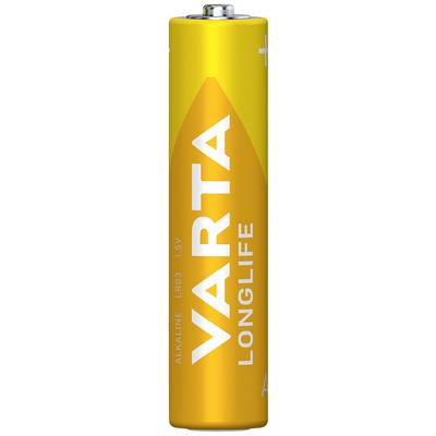 Eine gelbe Batterie der Marke Varta mit der Aufschrift 'LONGLIFE', geeignet für Haushaltsgeräte.