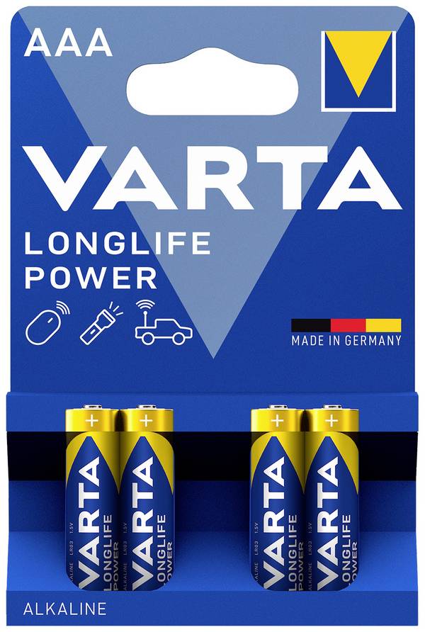 Varta LONGLIFE Power AAA Bli 4 Micro (AAA)-Batterie Alkali-Mangan 1.26 Ah 1.5 V 4 St.