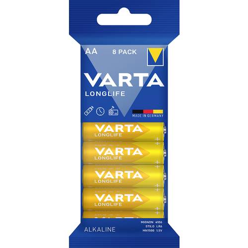 Thumbnail - Varta LONGLIFE AA Folie 8 Mignon (AA)-Batterie Alkali-Mangan 2800 mAh 1.5 V 8 St.