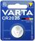 Verpackung einer VARTA CR2025 Lithium-Batterie mit kindersicherem Verschluss. Enthält Informationen zu Kapazität und Sicherheit.