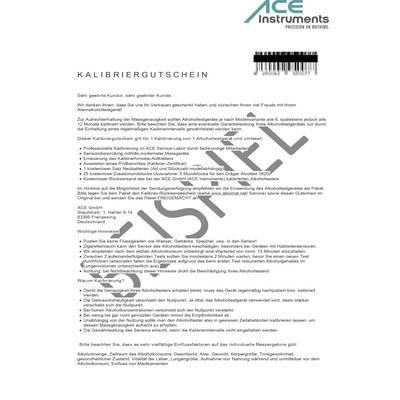 ACE 100082 Kalibrier-Gutschein   