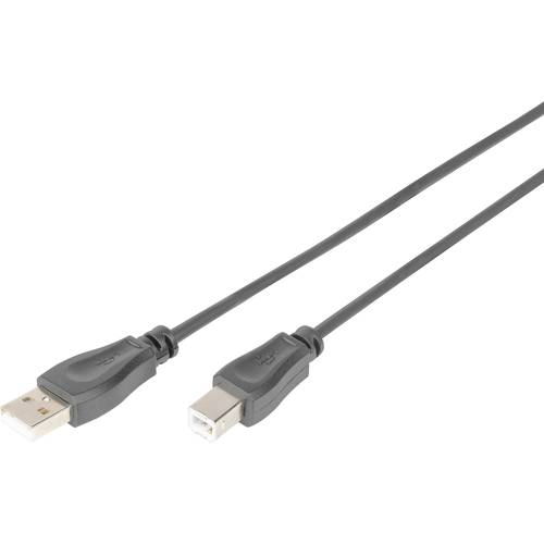 Digitus USB-Kabel USB 2.0 USB-A Stecker, USB-B Stecker 0.50 m Schwarz Rund, doppelt geschirmt AK-300105-005-S
