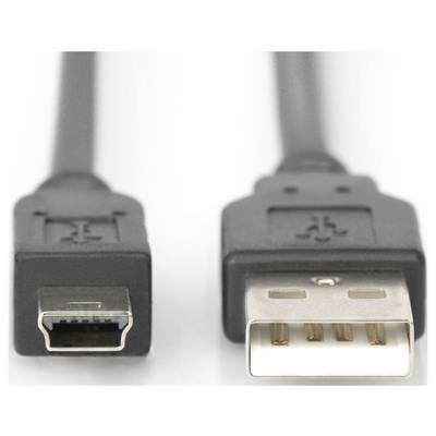 Nahaufnahme von zwei Kabelenden: ein Mini-USB-Stecker links und ein Standard-USB-Stecker rechts.