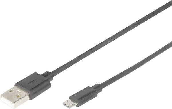 Digitus USB-Kabel USB 2.0 USB-A Stecker, USB-Micro-B Stecker 1.80 m Schwarz AK-300127-018-S