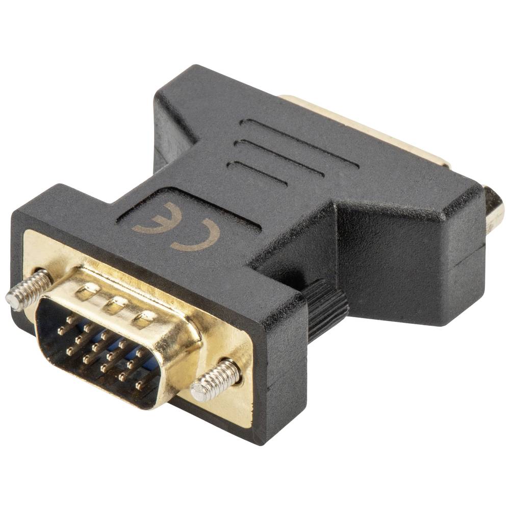 Digitus VGA-DVI Adapter [1x VGA stekker => 1x DVI-bus 24+5-polig] Zwart